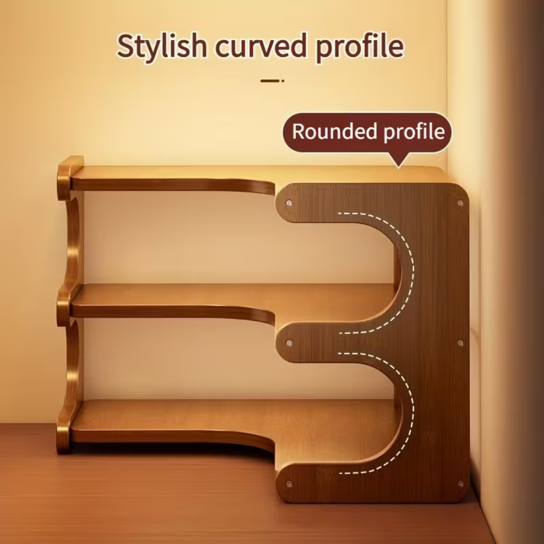 Multi-Purpose Curved Bamboo Desktop Storage Organizer