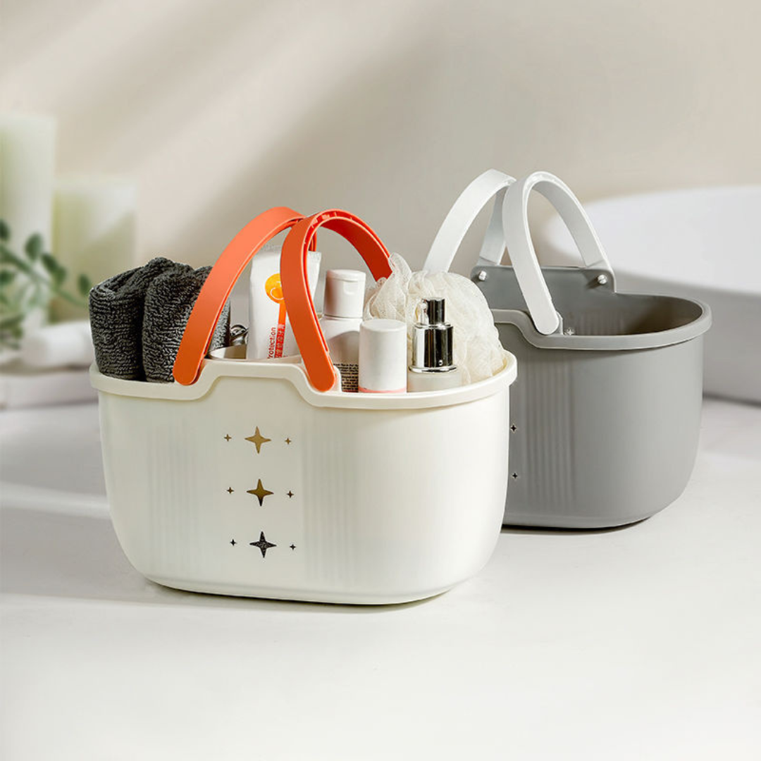 Homero Portable Shower Basket with Drain Holes and Handle