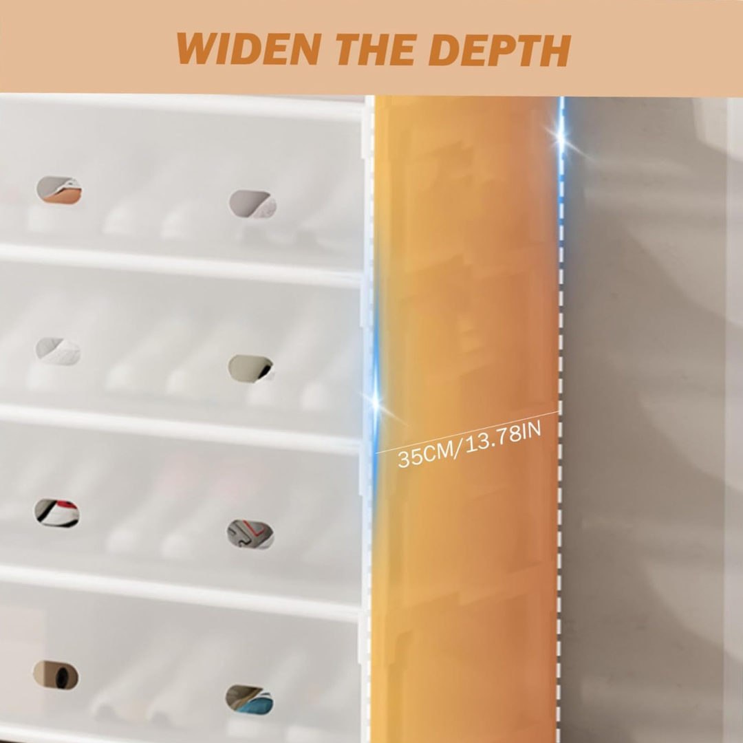 HOMERO 4-Tier Double Row Hooks Coat Rack with Shoe Storage