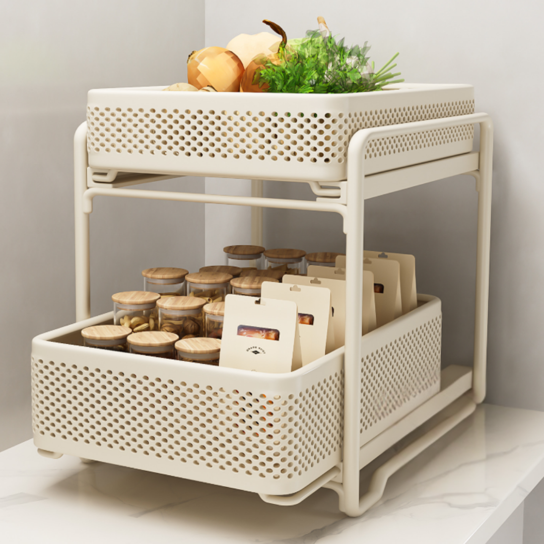 Homero Double-Layer Pullout Storage Rack Tall Bottle Organizer