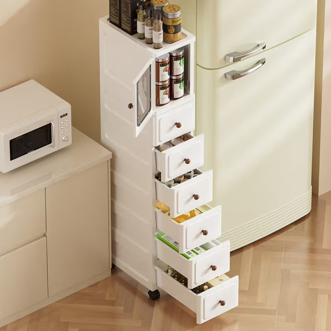 Slim Gap Multilayer Drawer Storage Cabinet with Wheels