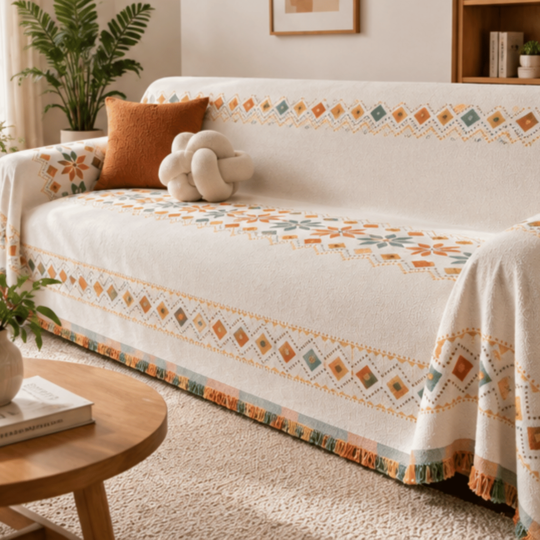 Unique Pattern Reversible Chenille Throw Sofa Cover
