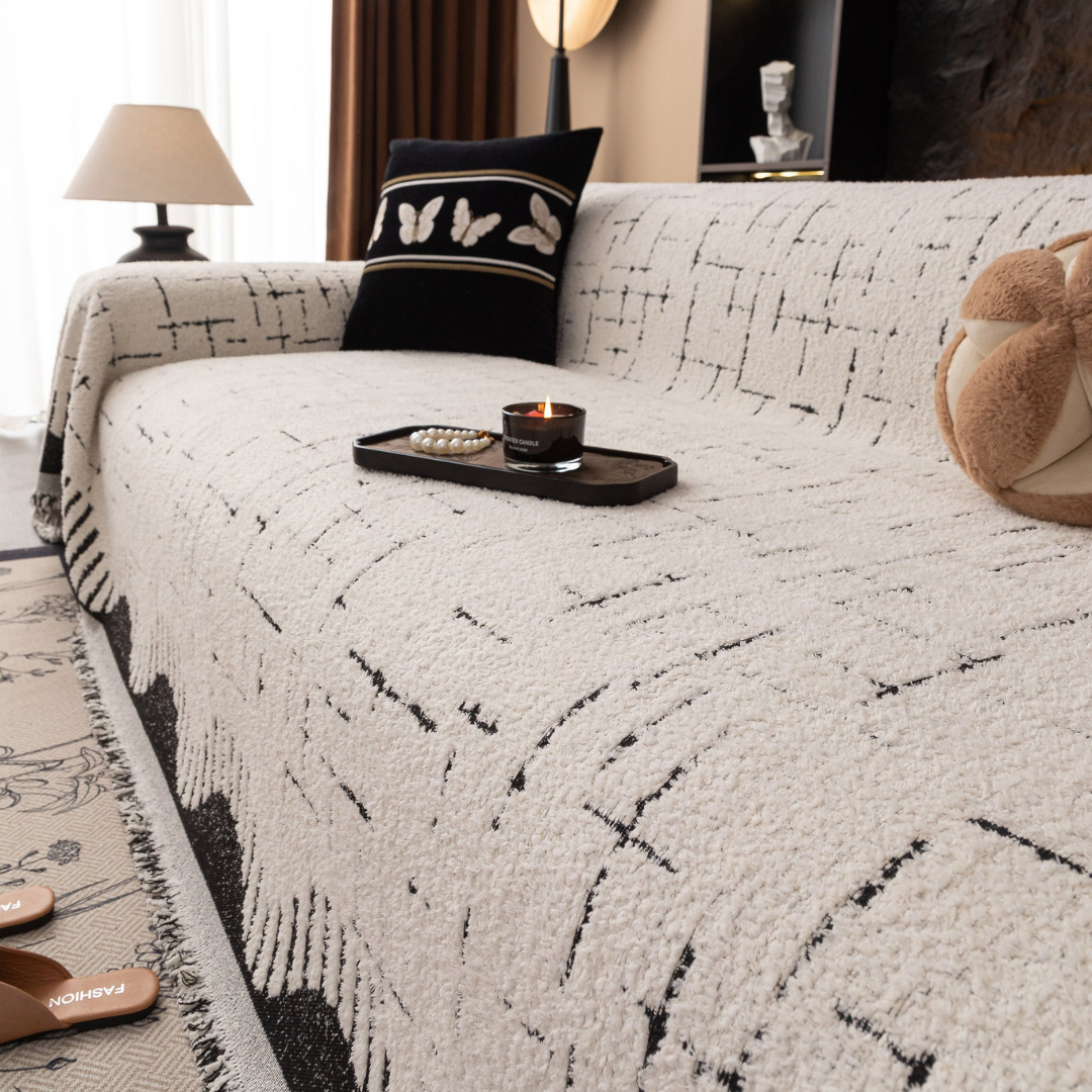 Luxury Chenille Fabric Reversible Sofa Throw Cover