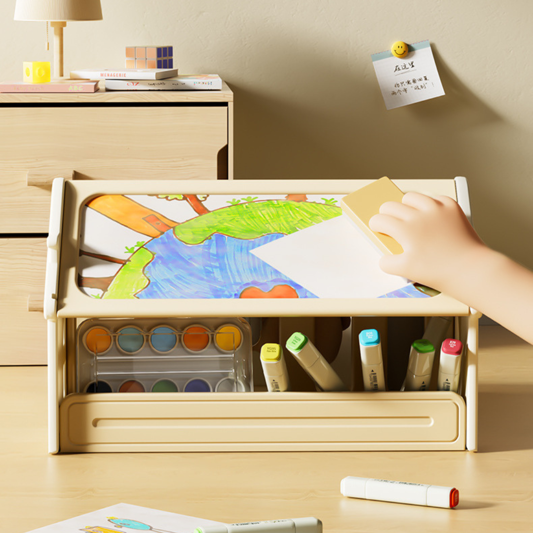 3-Layer Multi-Functional Kids Desktop Organizer with Drawing Board