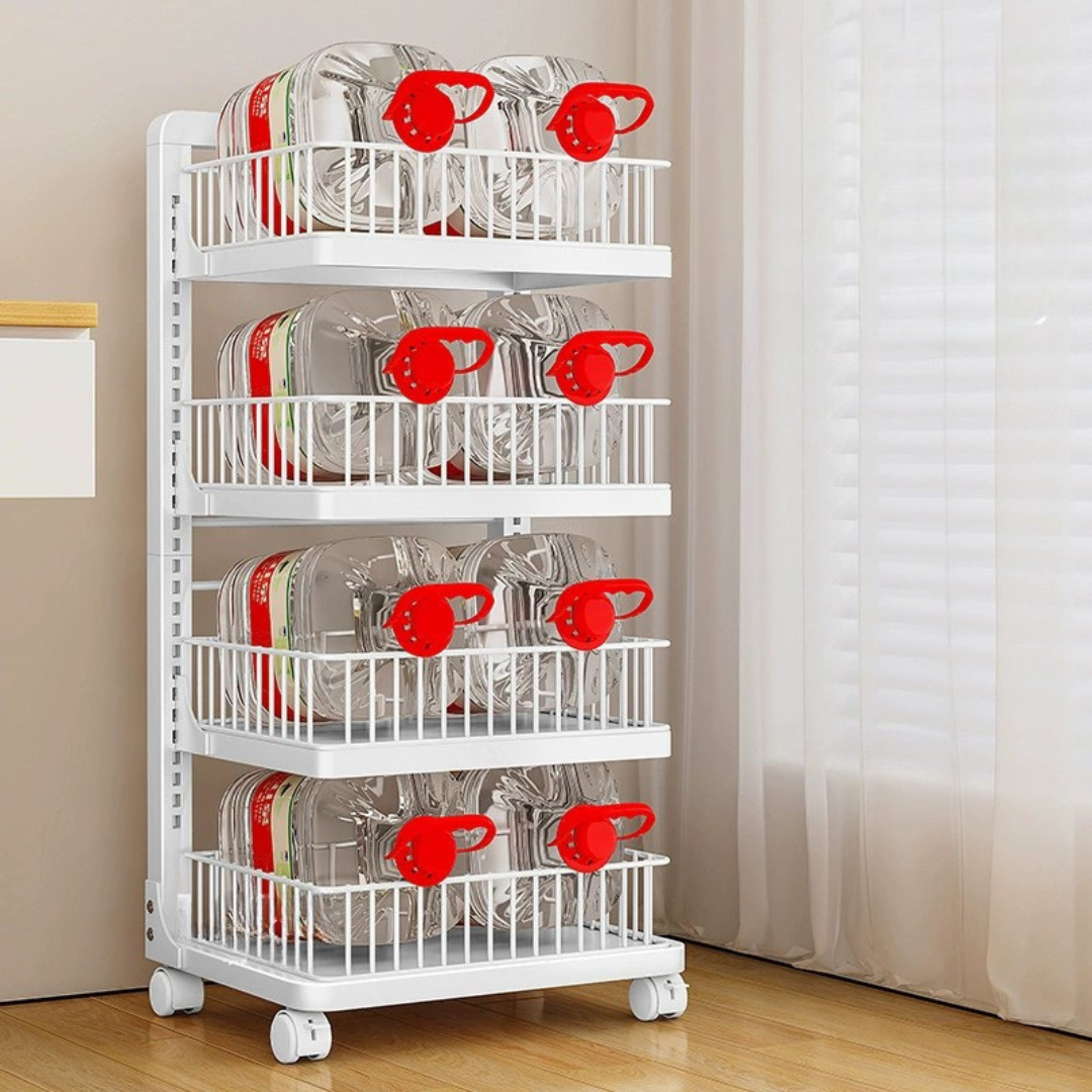 HOMERO Multi-Layer Adjustable Height Slim Storage Trolley