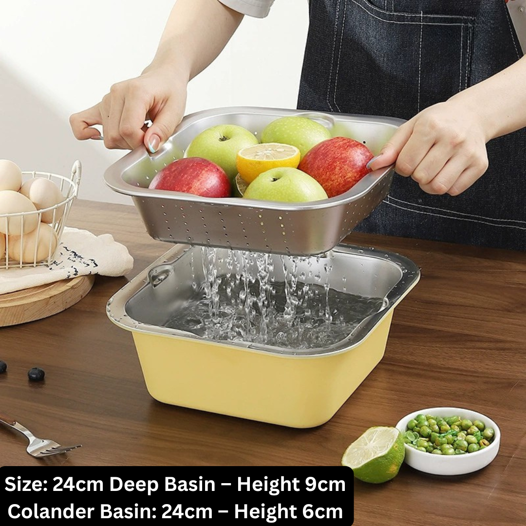 Dual-Layer Stainless Steel Multi Purpose Basin Set