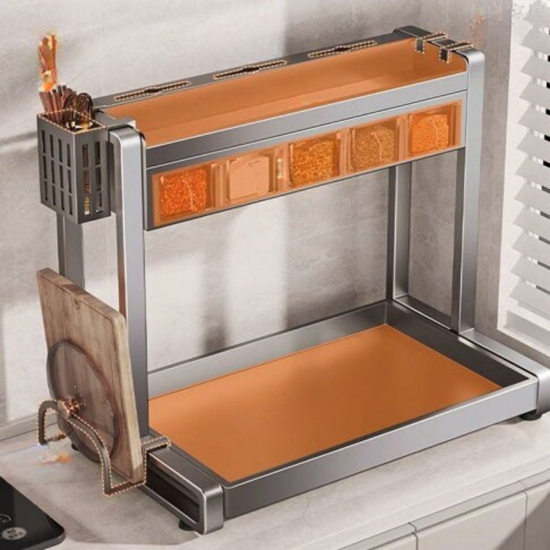 Homero Two Layer Multi-Purpose Metal Countertop Spice Storage Rack