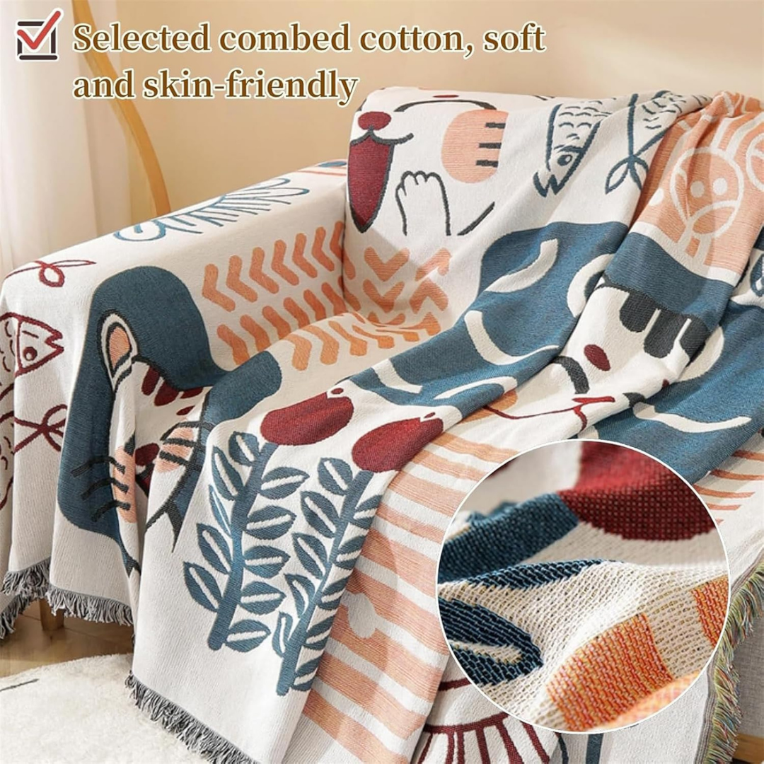 Graffiti Pattern Elegant Reversible Chenille Throw Sofa Cover