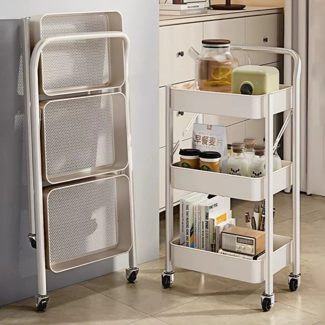 Homero Multi Tier Foldable Design Rolling Utility Storage Cart