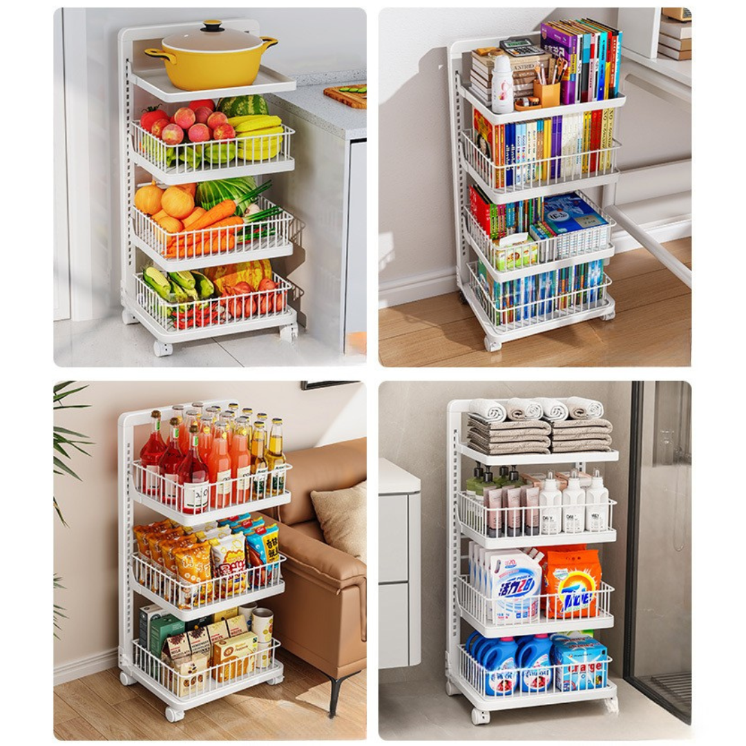 HOMERO Multi-Layer Adjustable Height Slim Storage Trolley