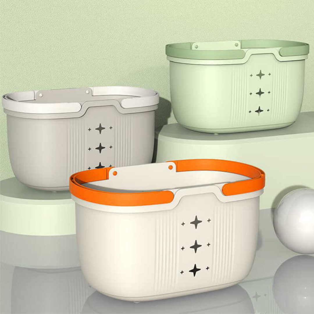 Homero Portable Shower Basket with Drain Holes and Handle