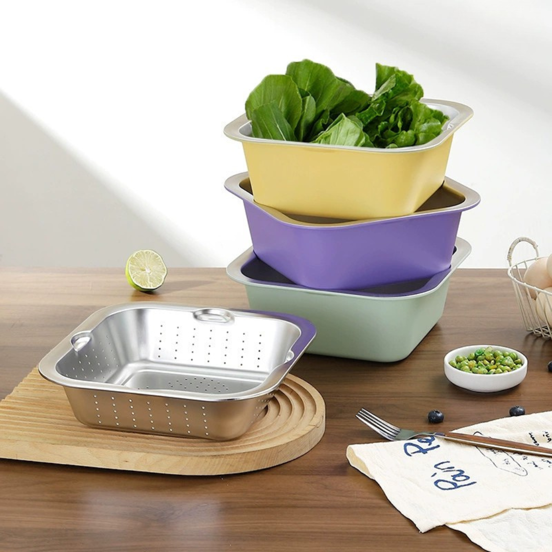 Dual-Layer Stainless Steel Multi Purpose Basin Set