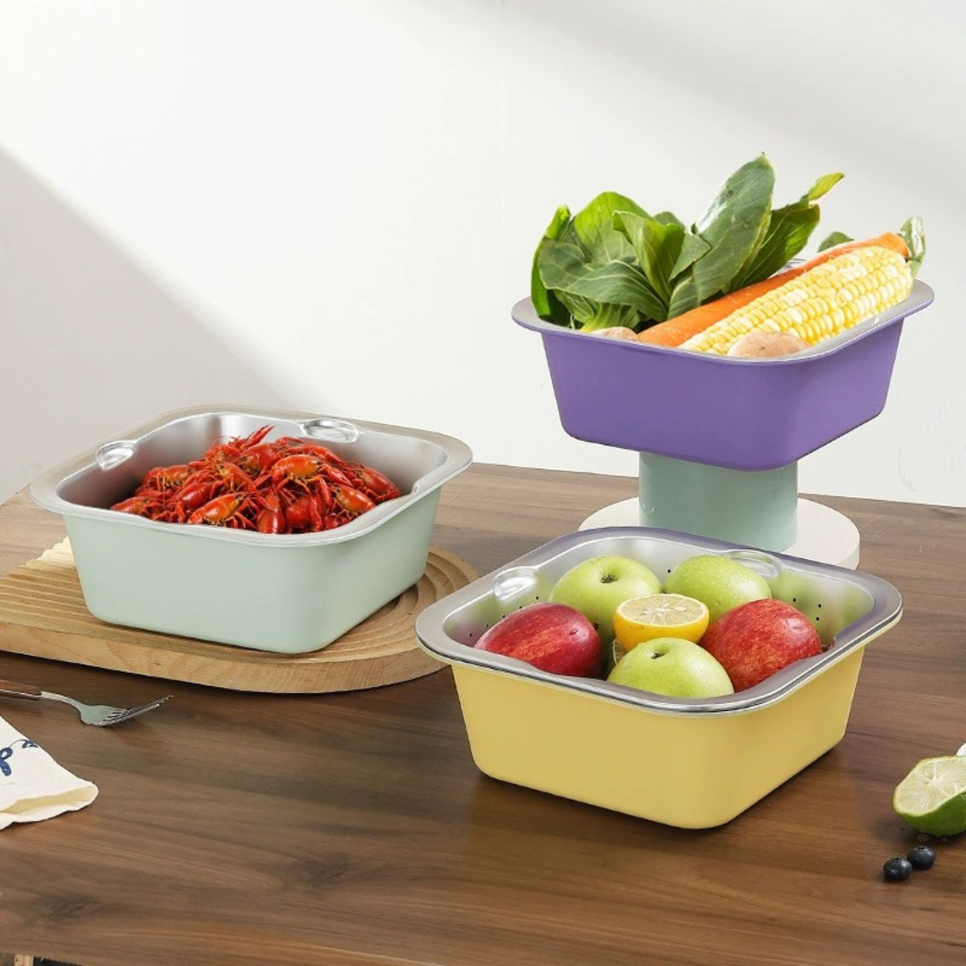 Dual-Layer Stainless Steel Multi Purpose Basin Set