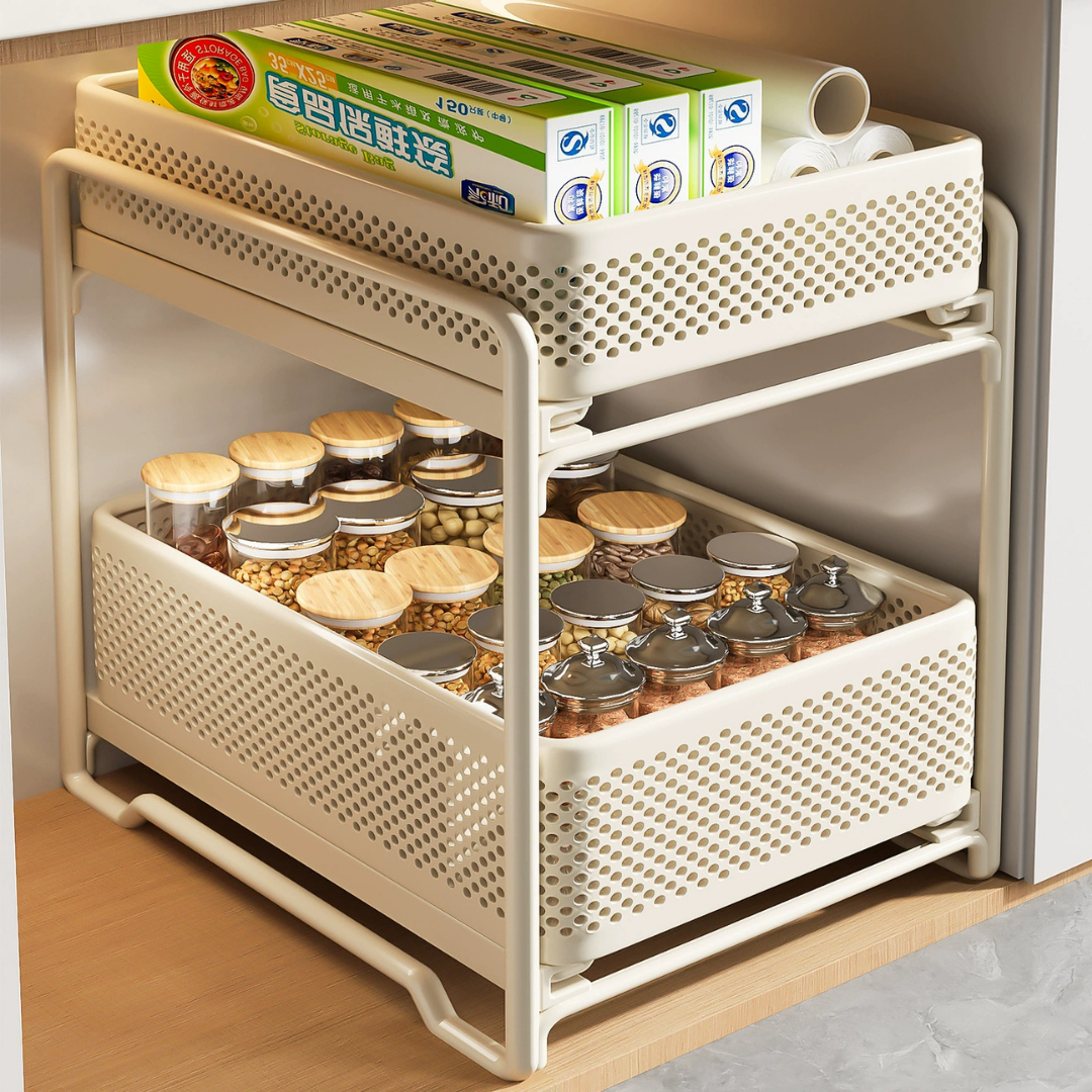 Homero Double-Layer Pullout Storage Rack Tall Bottle Organizer