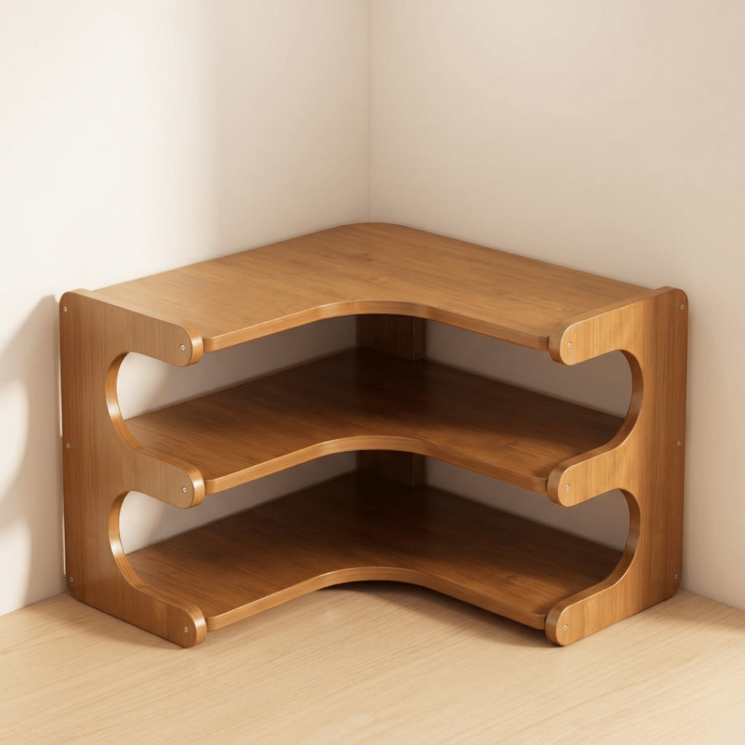Multi-Purpose Curved Bamboo Desktop Storage Organizer