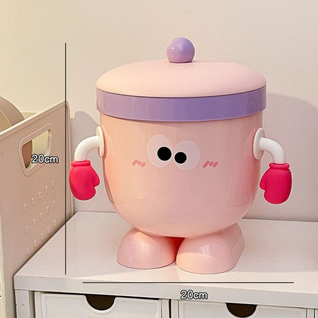 Cute Flip-Top Big Eye Multi-Use Trash Bin