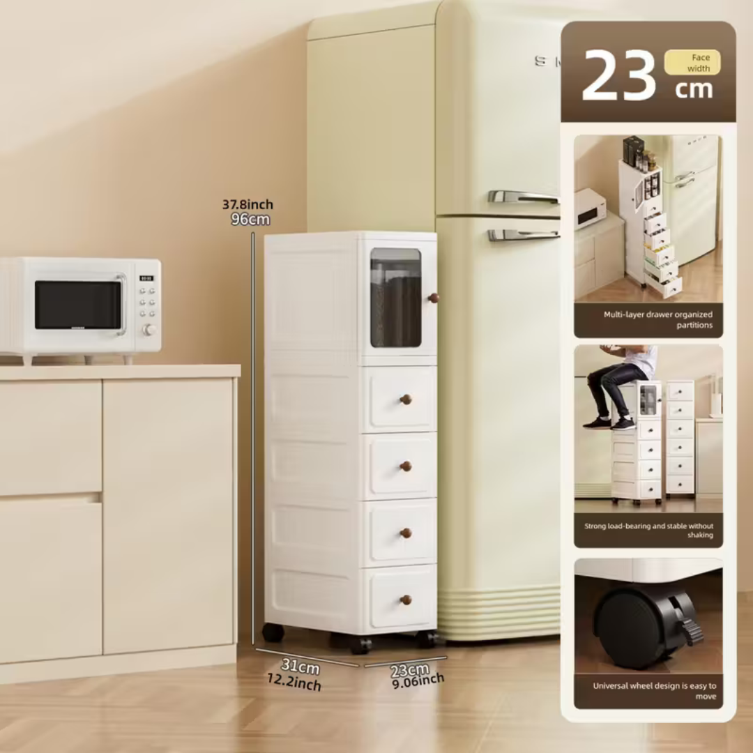 Slim Gap Multilayer Drawer Storage Cabinet with Wheels