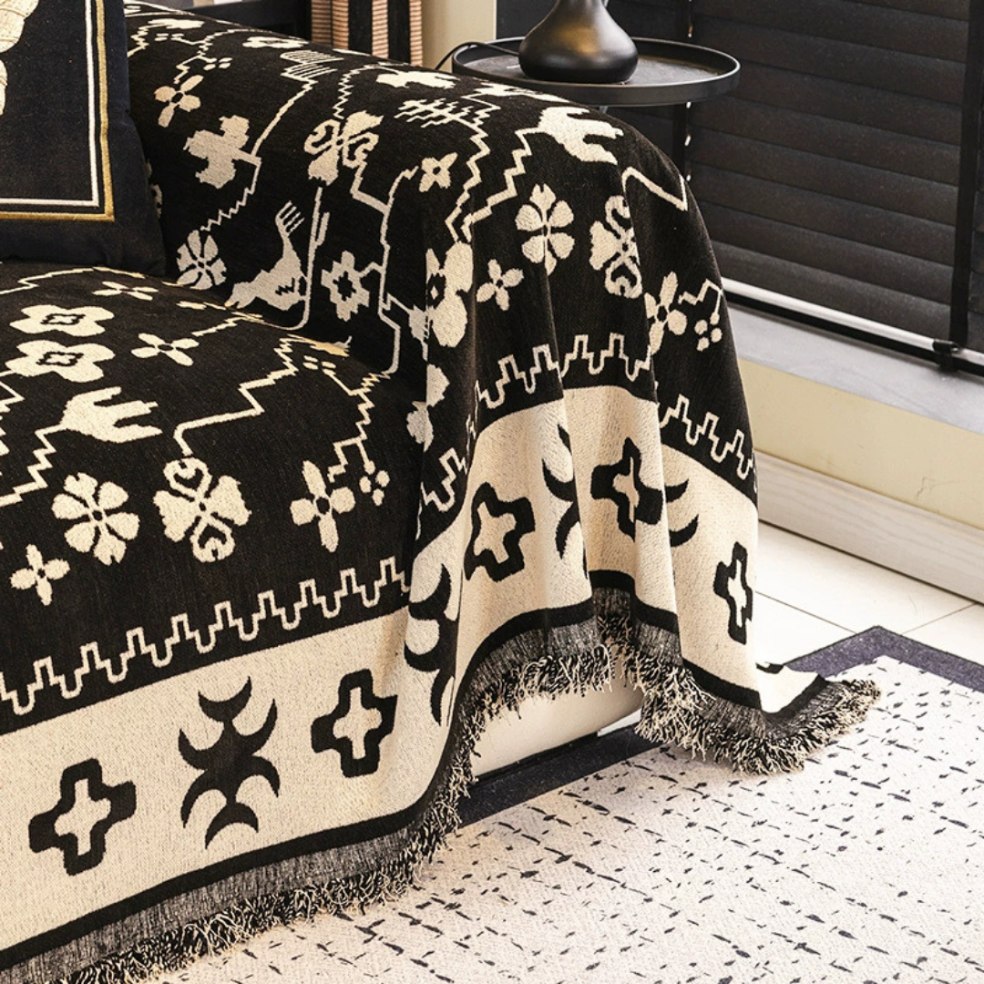 Premium Chenille Jacquard Throw Sofa Cover with Floral Pattern