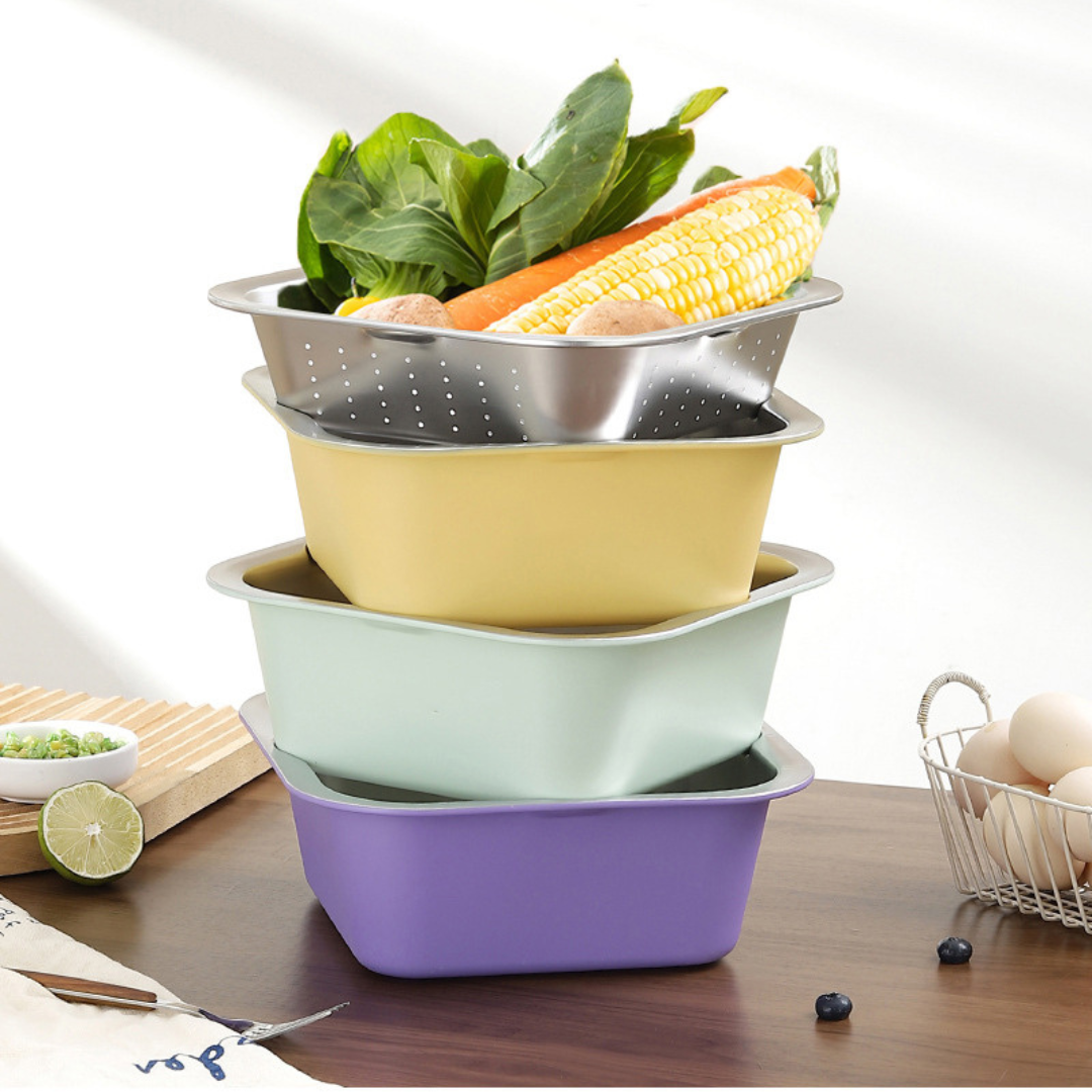 Dual-Layer Stainless Steel Multi Purpose Basin Set