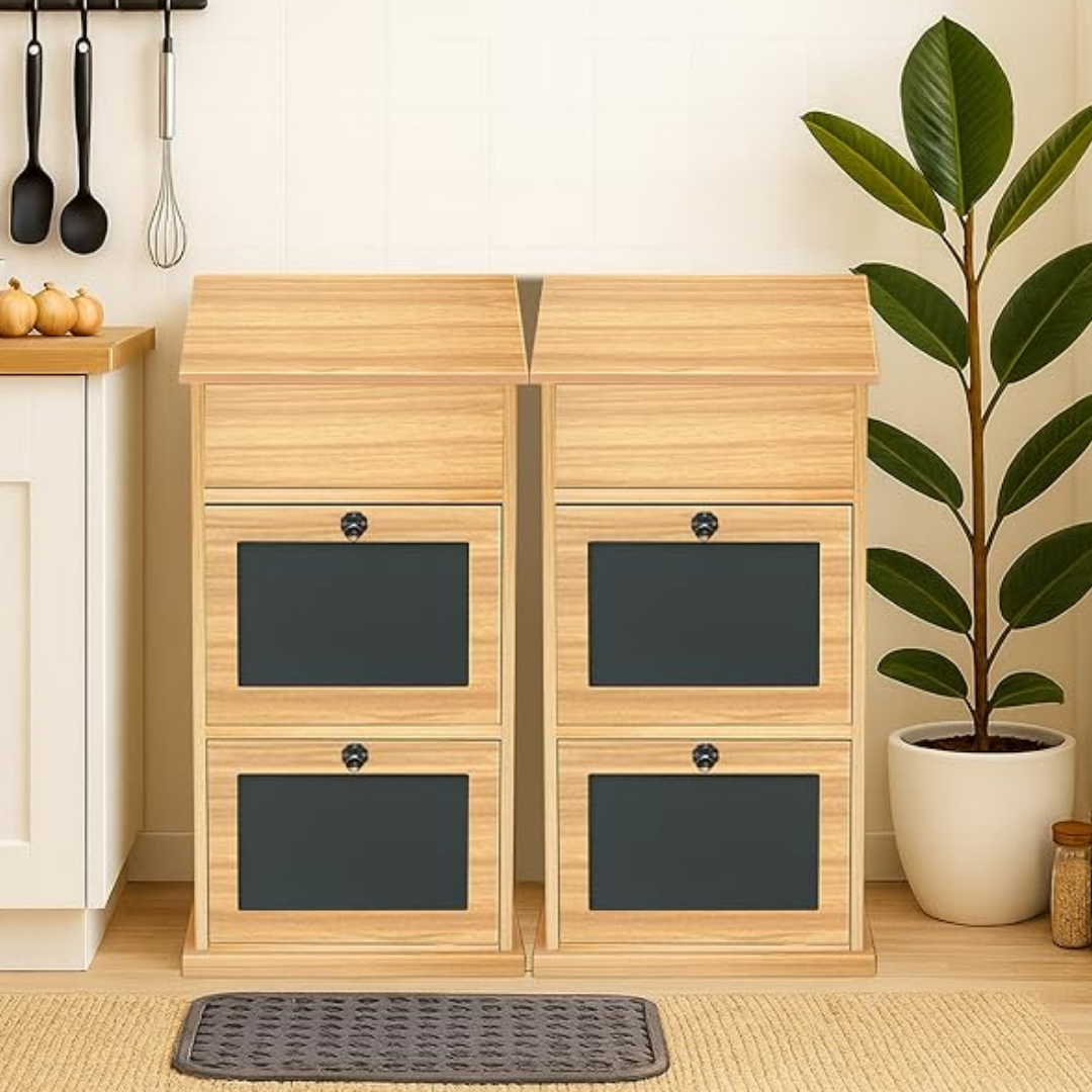 Multi Tier Produce Storage Bin Cabinet with Ventilated Mesh Doors