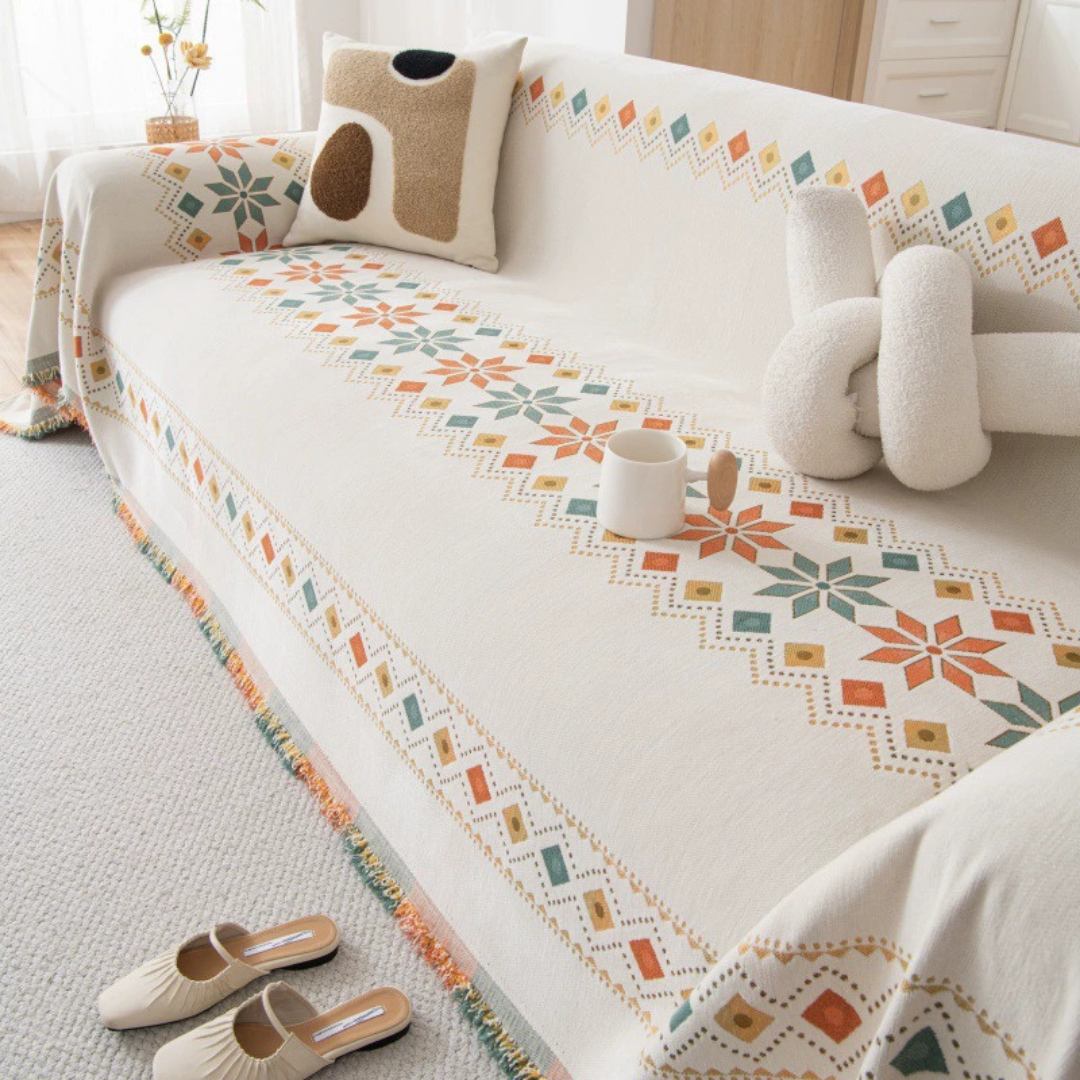 Unique Pattern Reversible Chenille Throw Sofa Cover