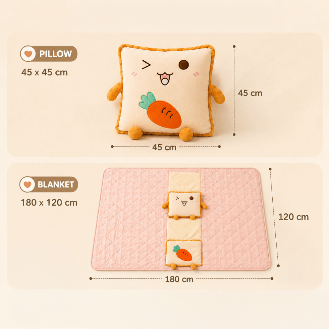 Homero 3D Cute Toast Pillow Blanket 2 in 1 Foldable Plush Quilt