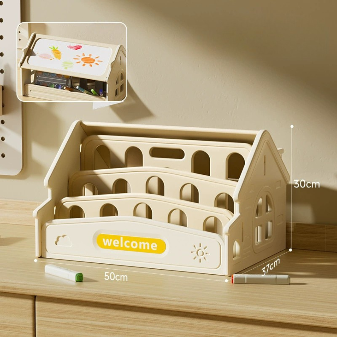 3-Layer Multi-Functional Kids Desktop Organizer with Drawing Board