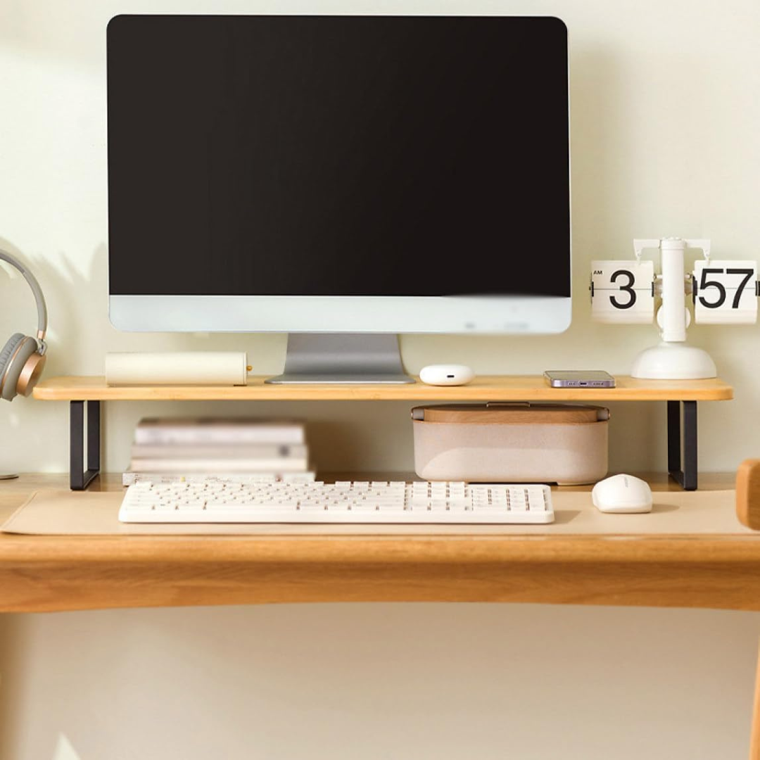 Multi Functional Wooden Monitor Riser Stand and Desk Organizer