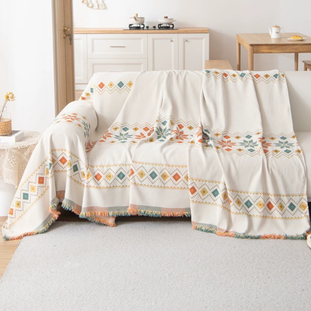 Unique Pattern Reversible Chenille Throw Sofa Cover