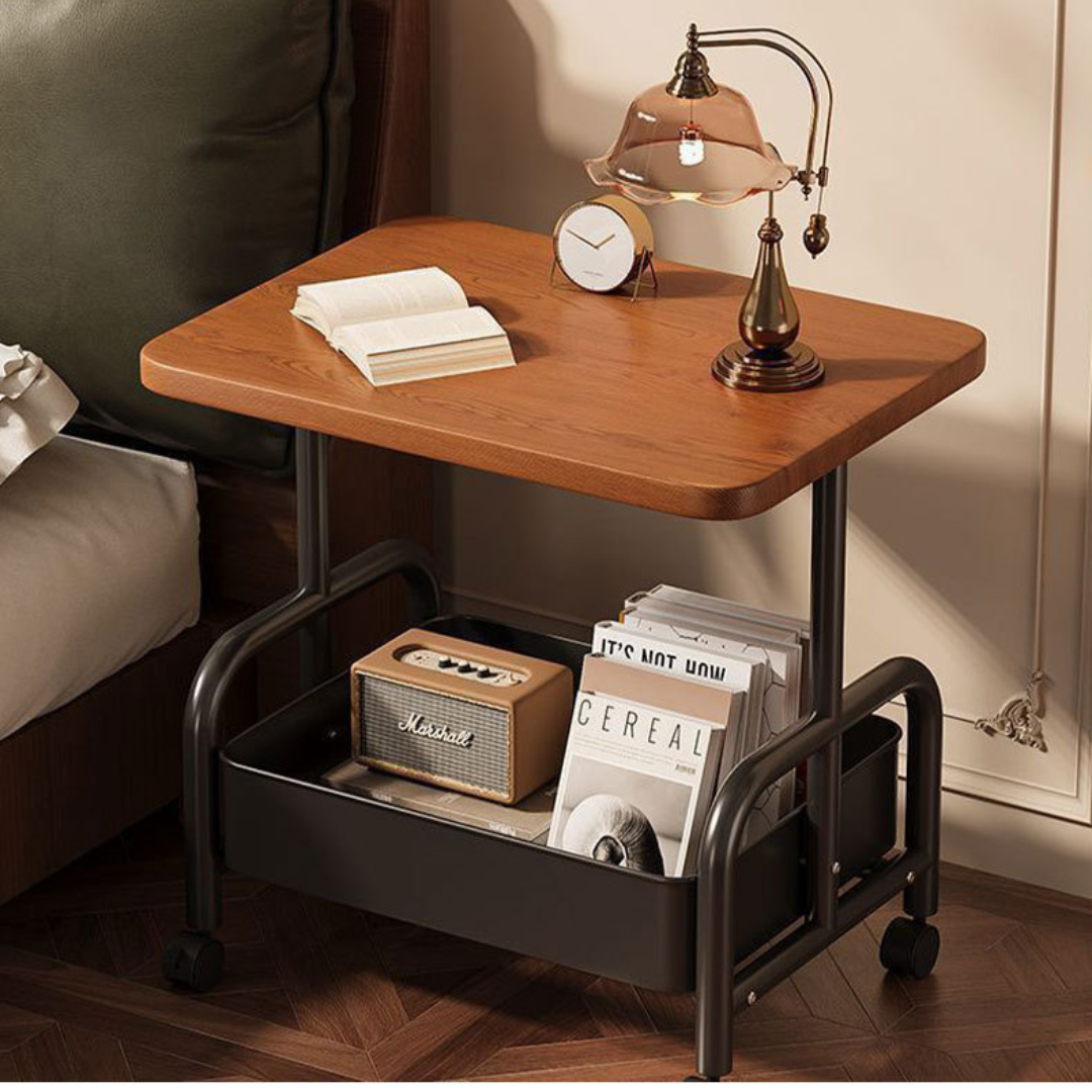 2-Tier Multi Purpose Utility Trolley Table with 360° Wheels