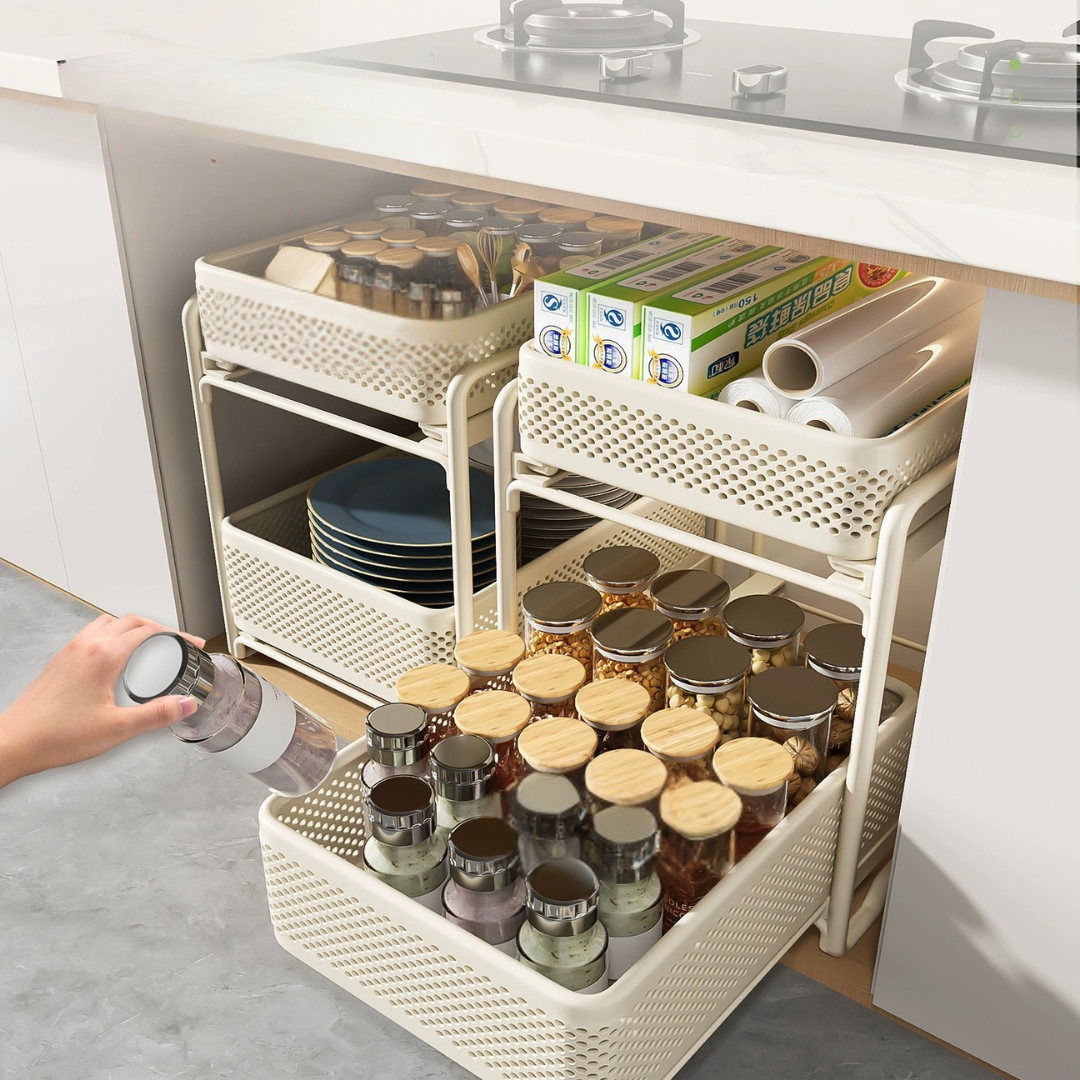 Homero Double-Layer Pullout Storage Rack Tall Bottle Organizer