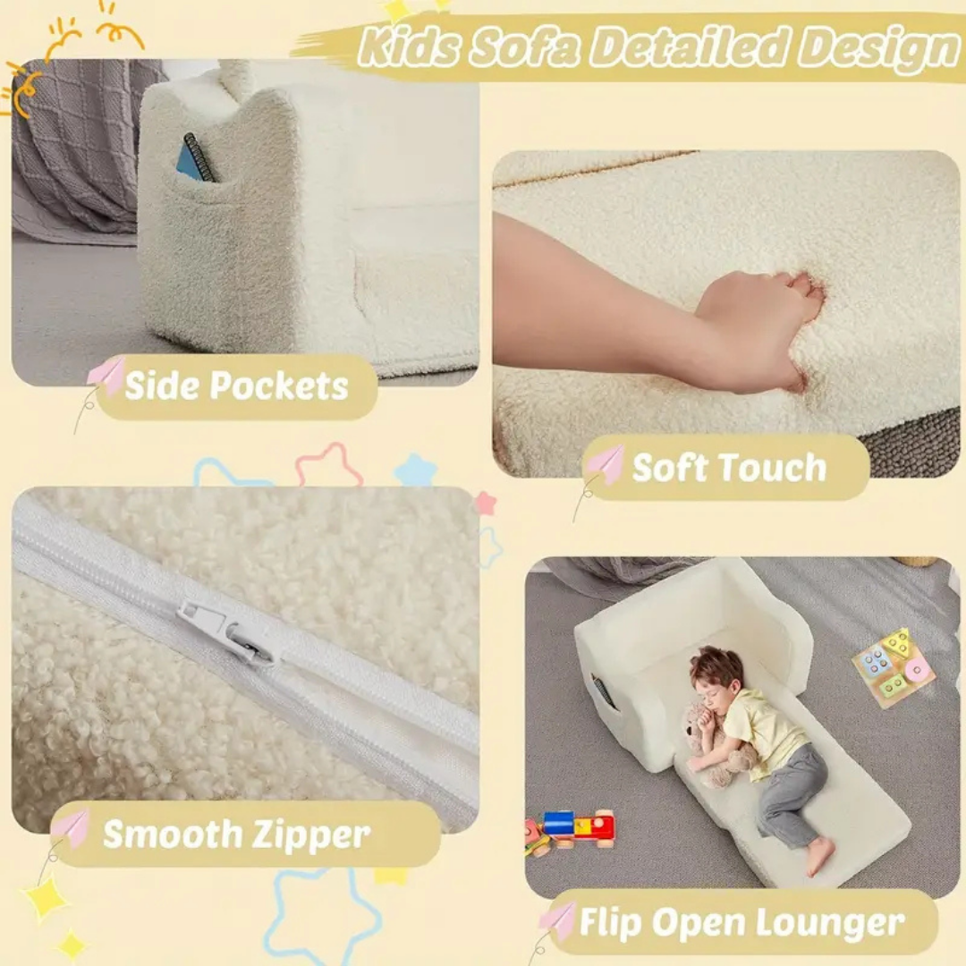 HOMERO 2-in-1 Convertible Kids Premium Foldable Toddler Chair Sofa Lounger