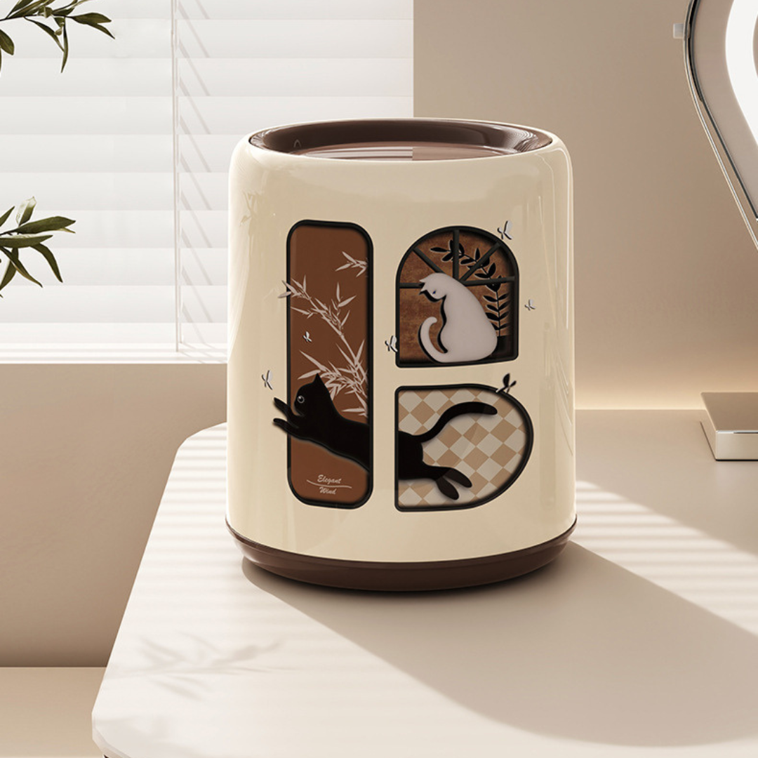 Antique-Style Flip-Top Desktop Trash Can with Rotating Lid