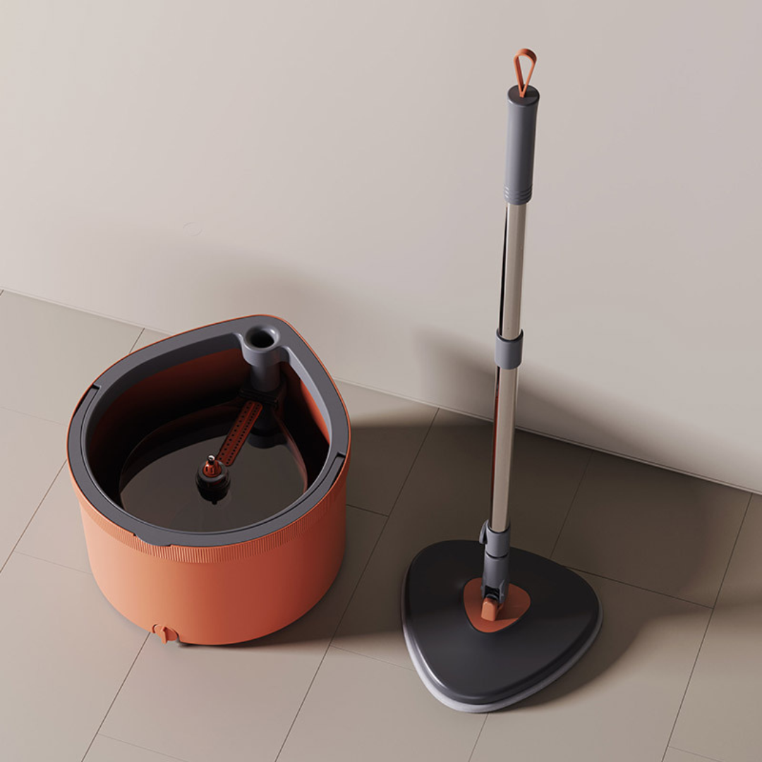 Homero Adjustable Height Self Cleaning Mop Bucket Set Dual Water Chamber WIth 2 Mop Head