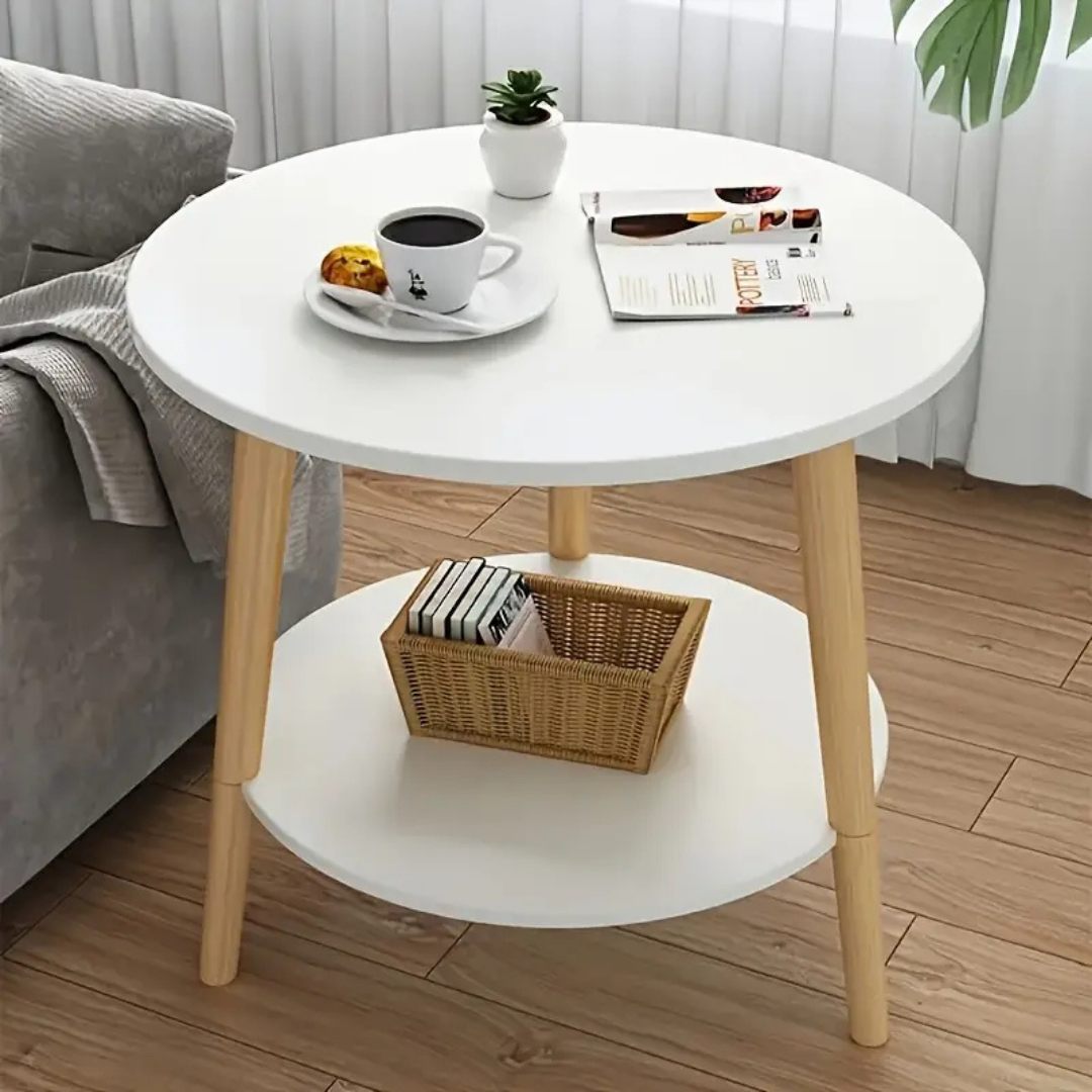 Homero Nordic Elegant Double Layer Wooden Coffee Table