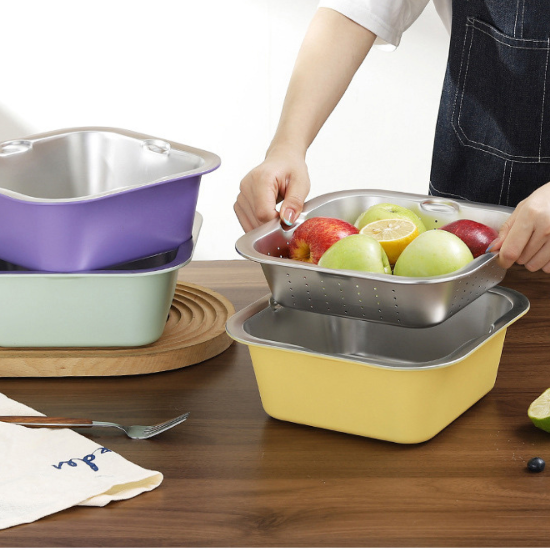 Dual-Layer Stainless Steel Multi Purpose Basin Set