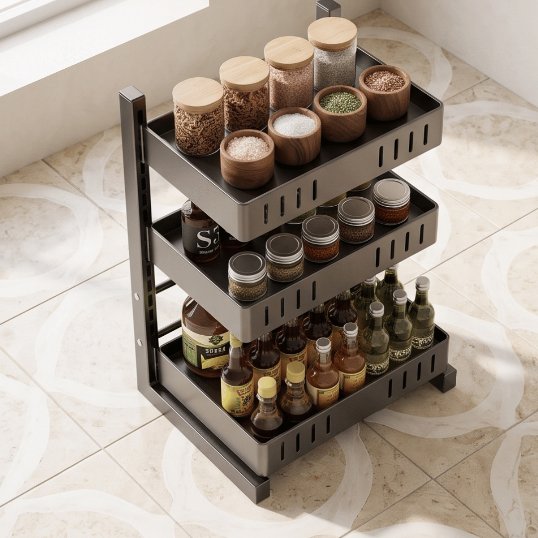 Adjustable Multi-Layer Spice Storage Rack Kitchen Organizer