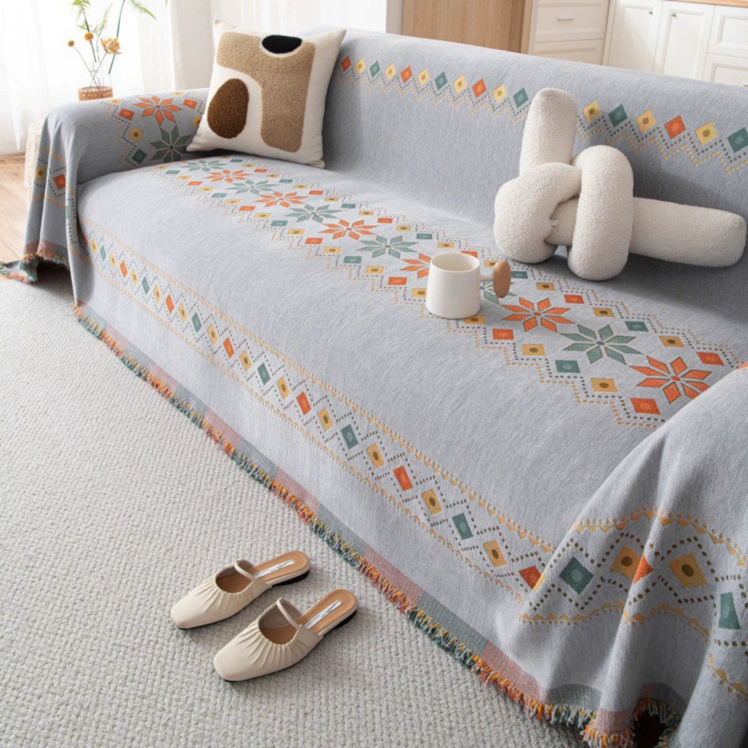 Unique Pattern Reversible Chenille Throw Sofa Cover