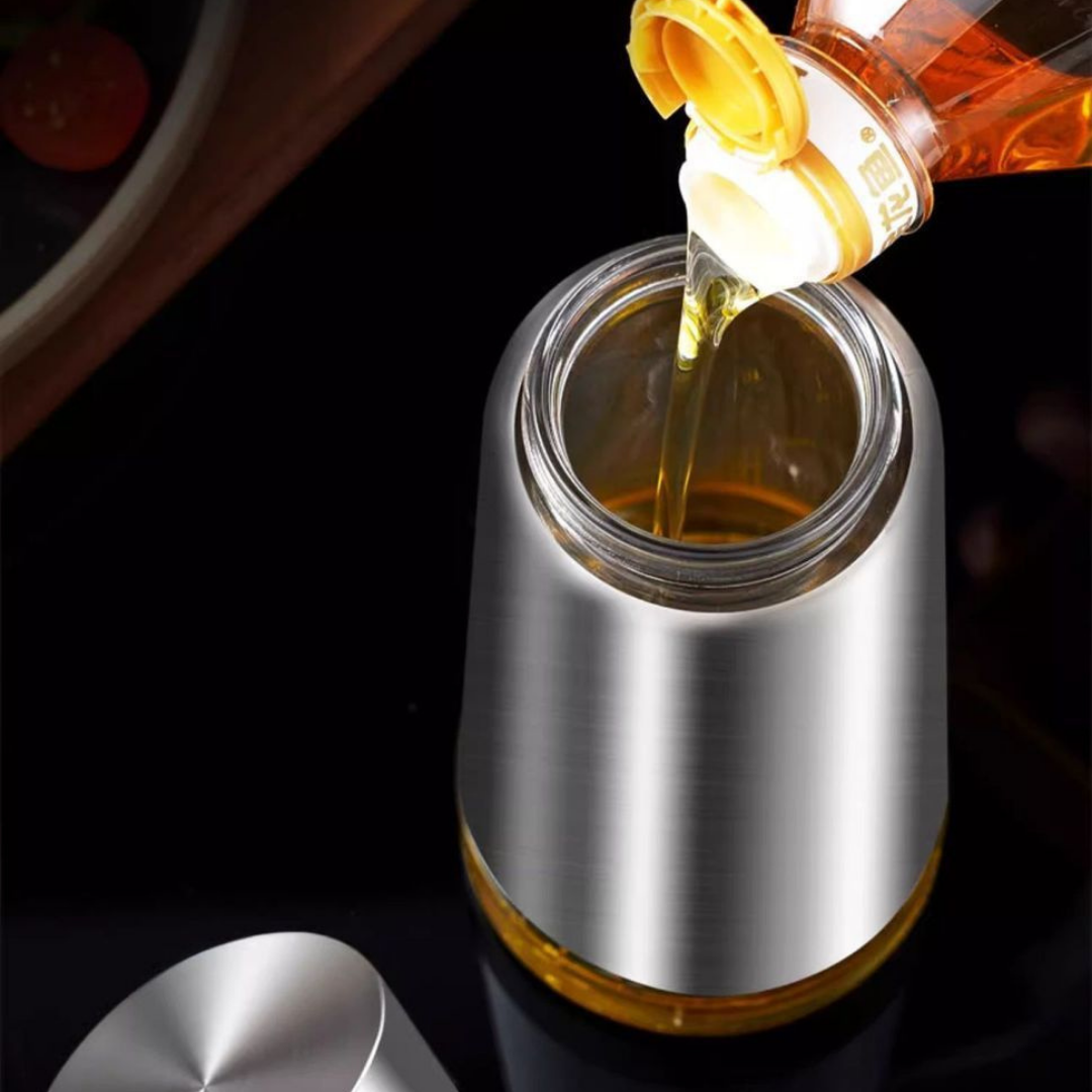 Premium Stainless Steel Oil Dispenser with Auto Flip Lid 650ml