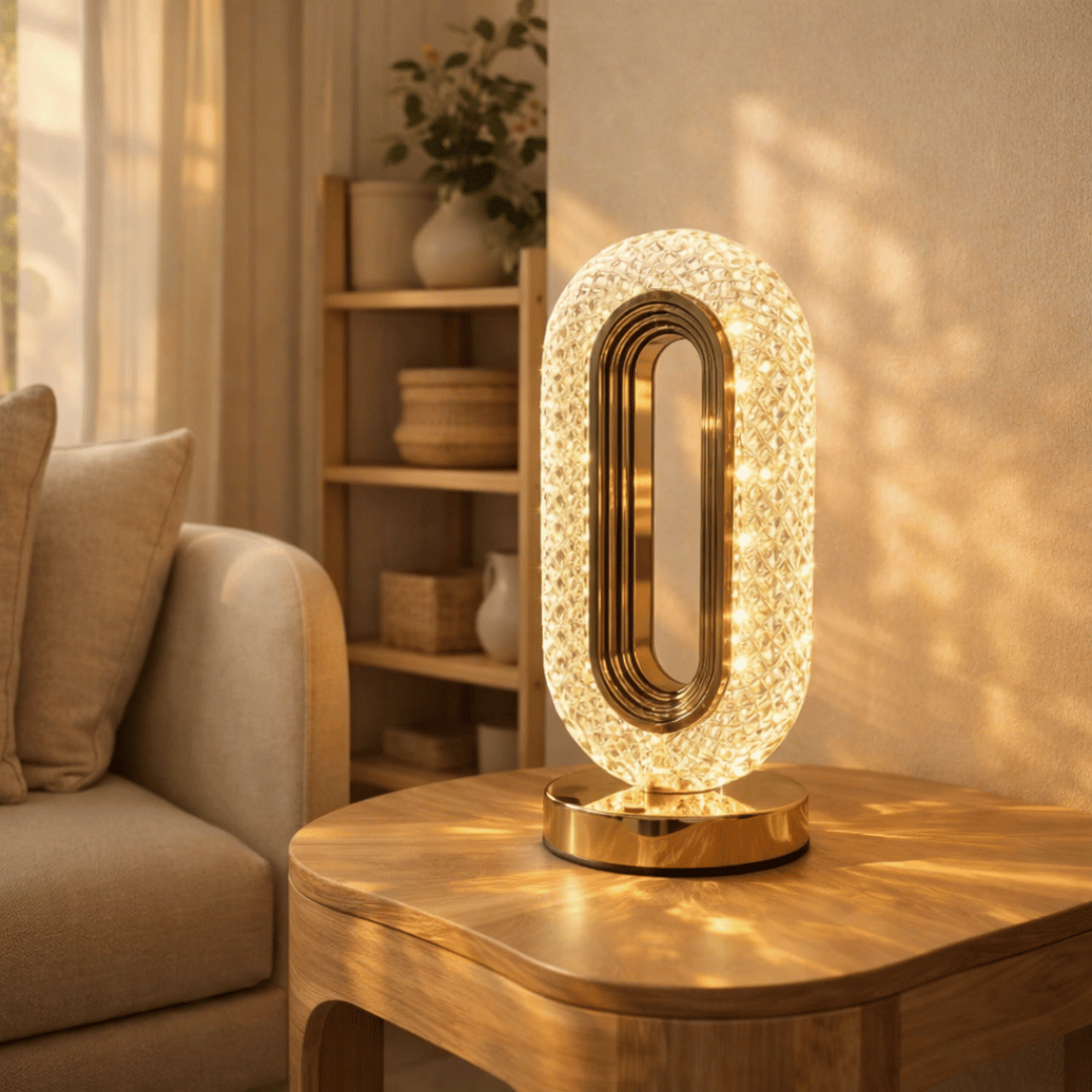 Homero Romantic Crystal Table Lamp Touch Control USB Rechargeable Gold Finish