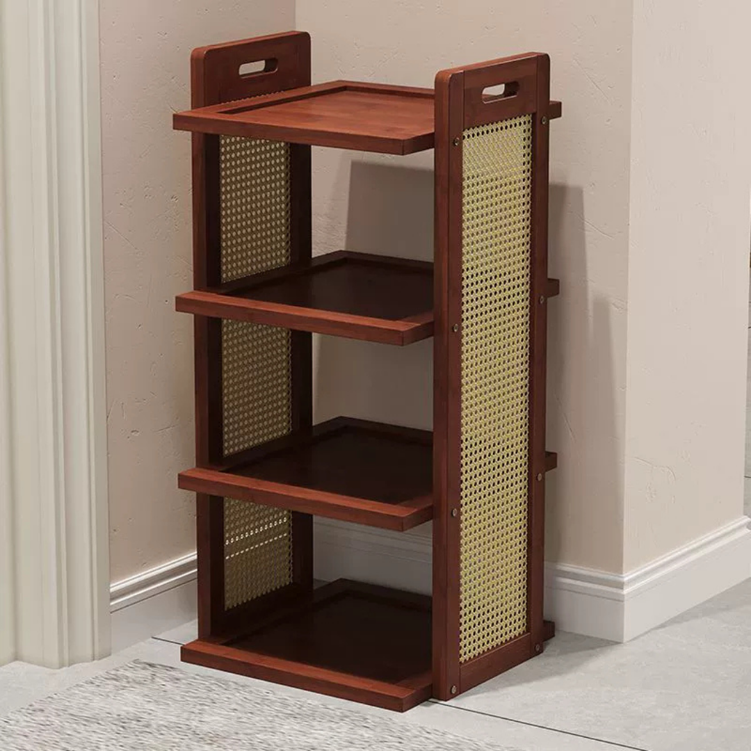 HOMERO Elegant Rattan Bamboo Multi-Layer Space-Saving Shoe Rack
