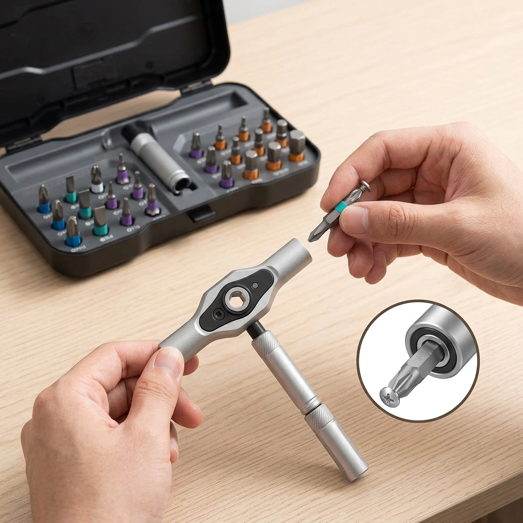 24 In 1 Magnetic T Shape Ratchet Screwdriver Set with S2 Steel Bits