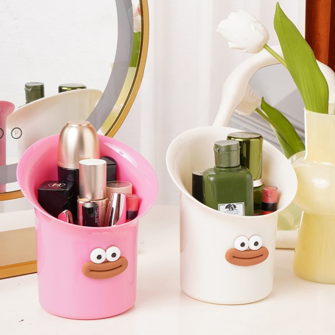 Dual-Function Desktop Trash Can with Hidden Cleaning Brush
