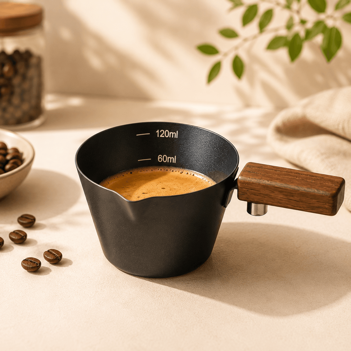 Homero Stainless Steel Espresso Shot Cup with Wooden Handle