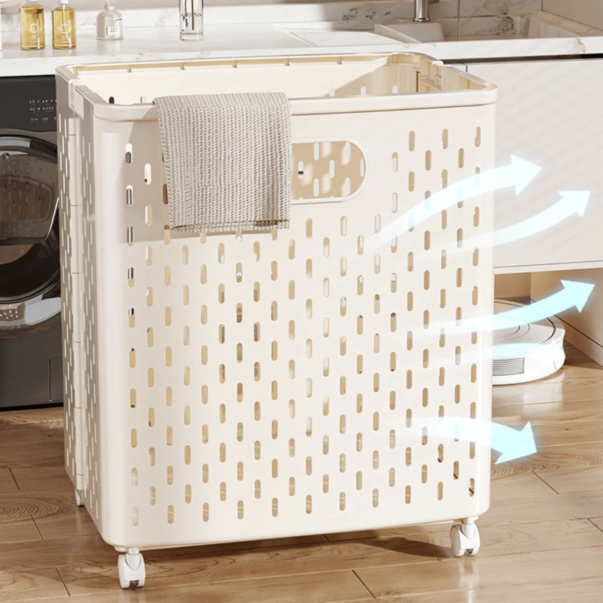 Multifunctional Foldable Large Capacity Laundry Storage Basket with Wheels