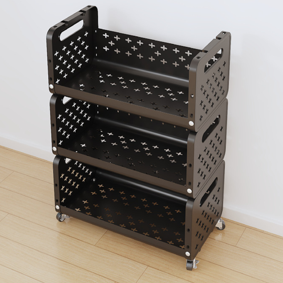 HOMERO Space Saving Utility Storage Rack with Wheels and Ventilated Shelves 4 Layer