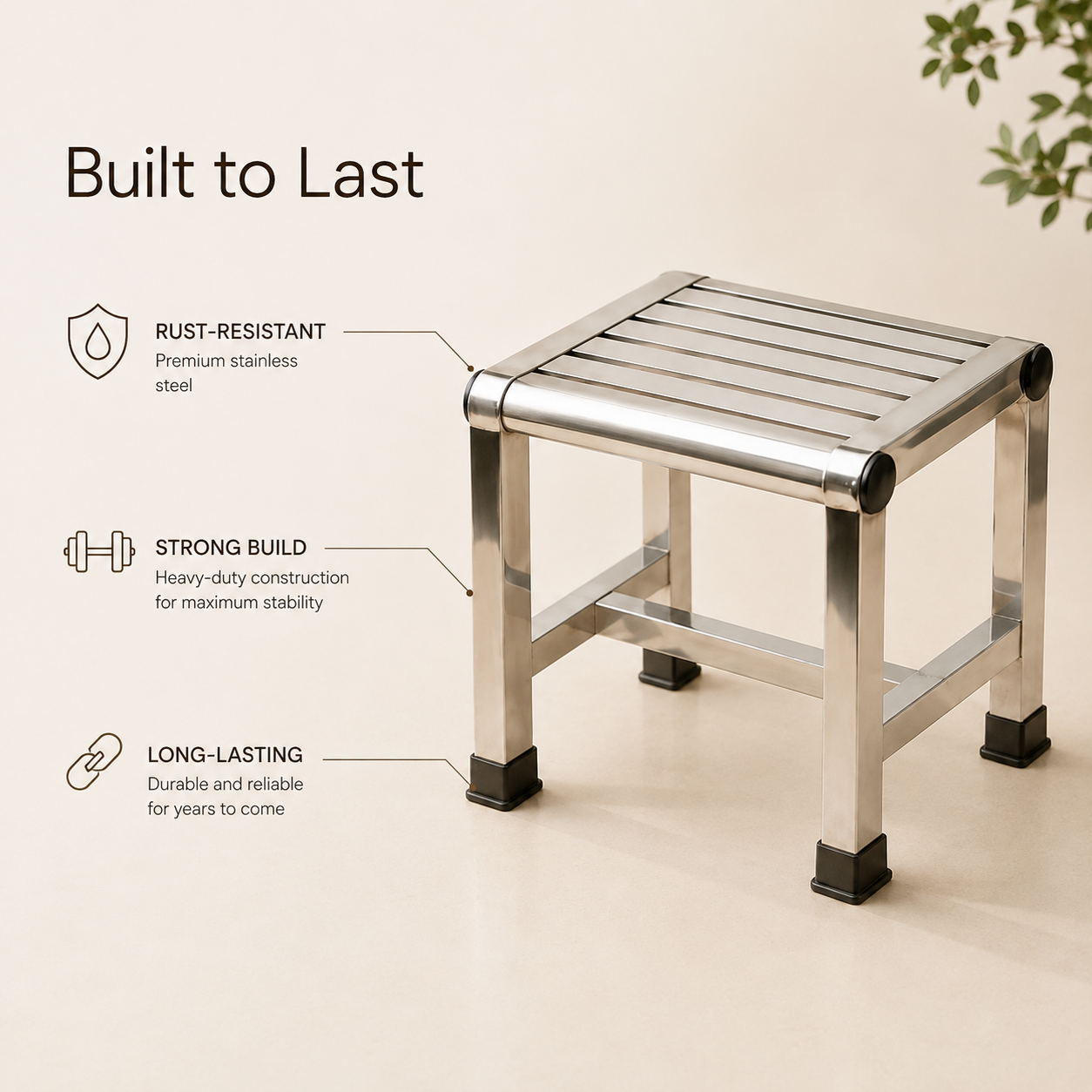 Homero Multipurpose Heavy-Duty Non Slip Stainless Steel Stool