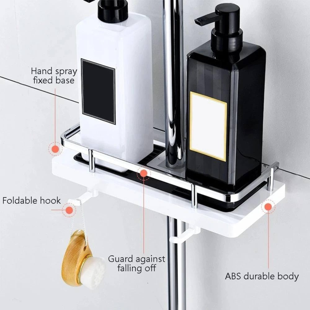 Adjustable Bathroom Storage Shelf Organizer with Drain Design