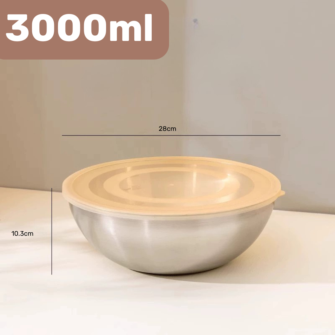 Premium 304 Stainless Steel Mixing Bowl with Measuring Scale and Lid