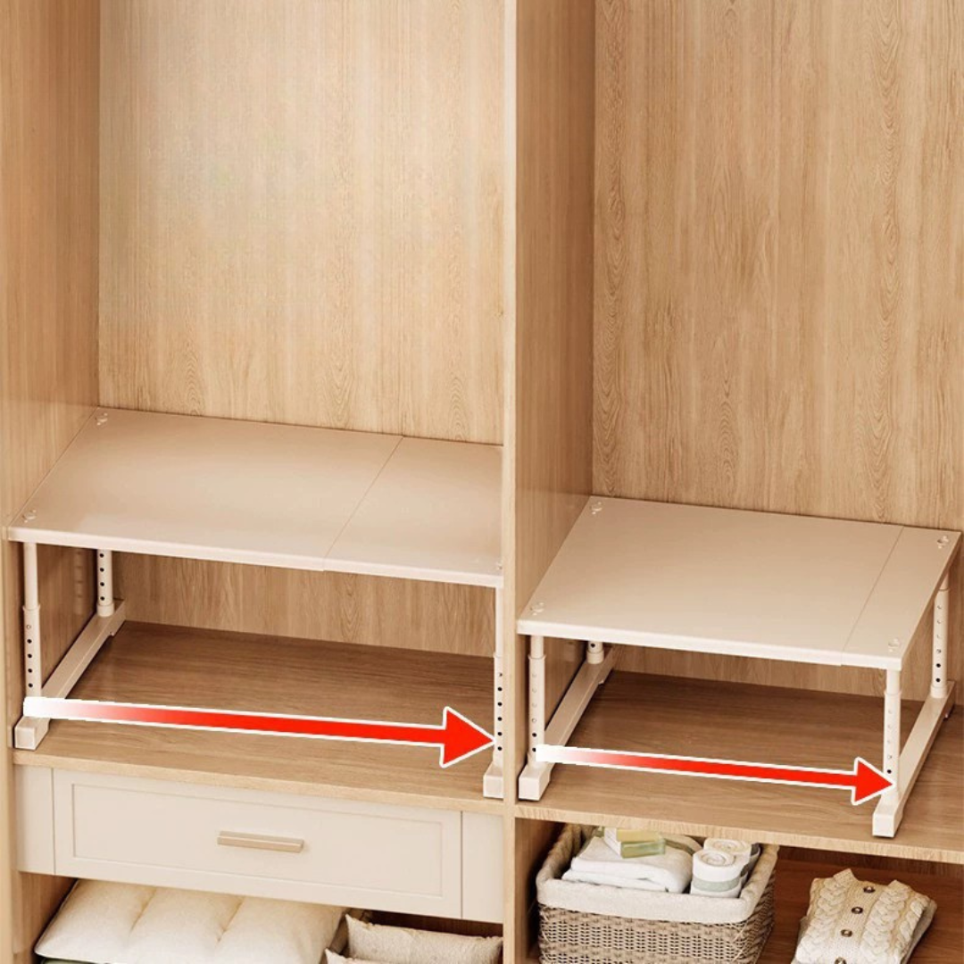 HOMERO Multi-Purpose Adjustable Carbon Steel Wardrobe Shelf Storage Rack